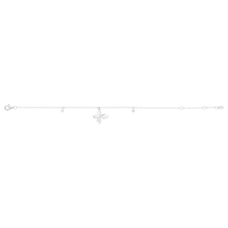 Bracelet argent 925 motif fleur zirconias - vue 2