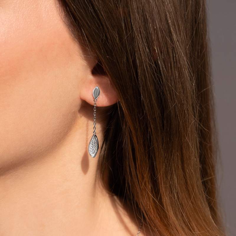 Boucles d'oreilles argent 925 zirconias - vue porté 1