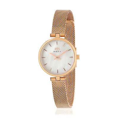 Montre MATY femme bracelet acier inoxydable rose - vue 1