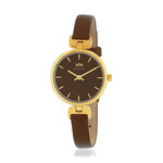 Montre MATY femme bracelet cuir marron chocolat - vue 1