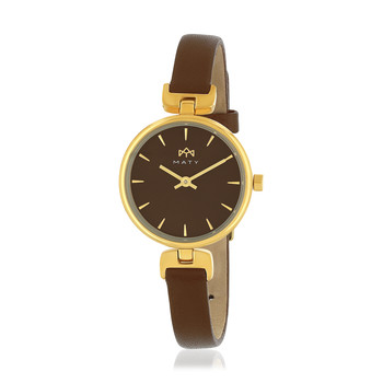 Montre MATY femme bracelet cuir marron chocolat