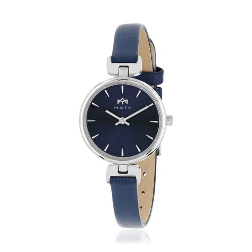 MATY dameshorloge met blauwe leren band
