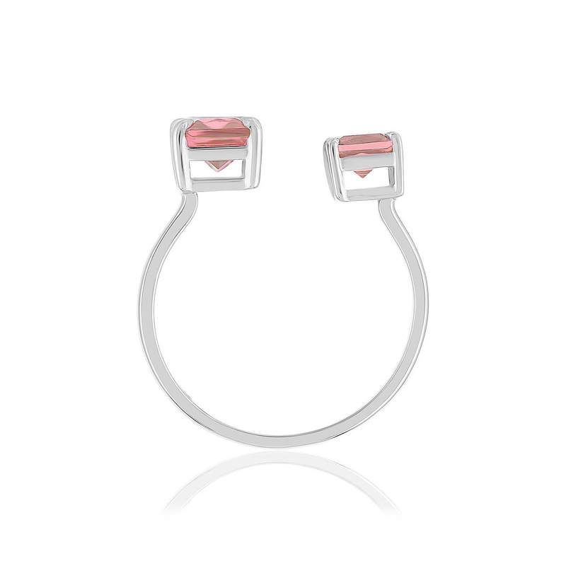 Bague argent 925 zirconias rose - vue 2