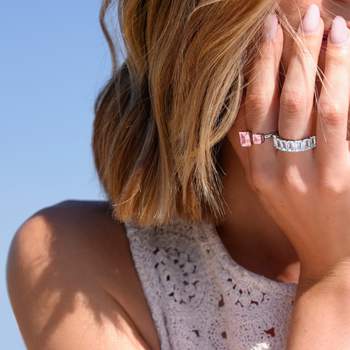 Bague argent 925 zirconias rose