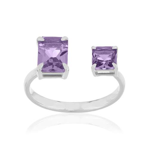 Bague argent 925 zirconias violets