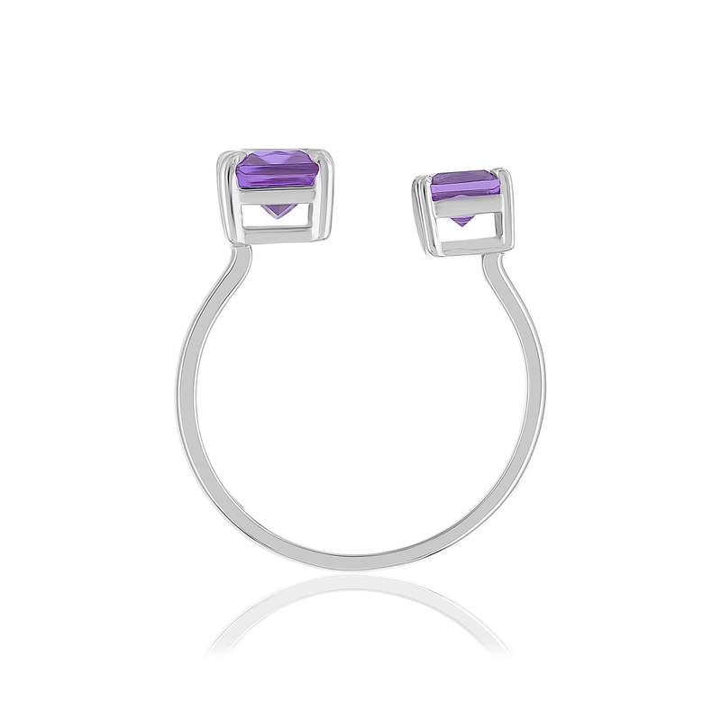 Bague argent 925 zirconias violets - vue 2