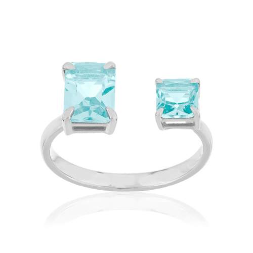 Bague argent 925 cristal bleu
