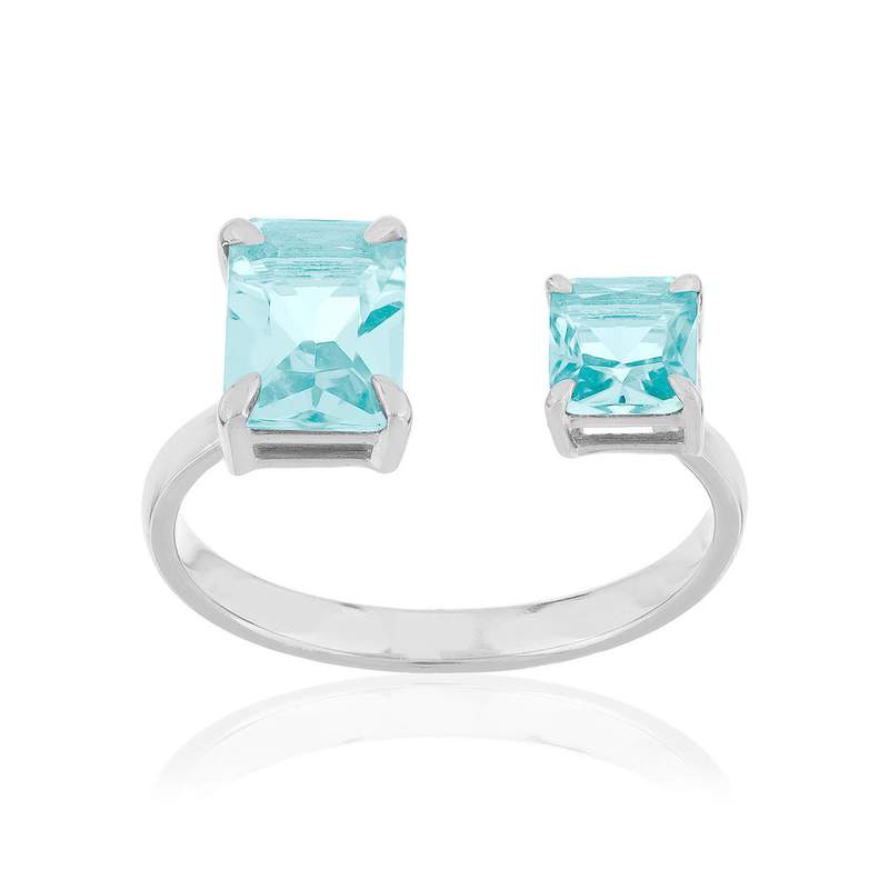 Ring van 925 zilver met blauw kristal - afbeelding 1