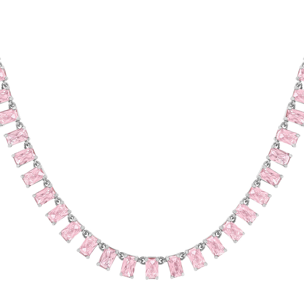 Collier argent 925 zirconias roses 43cm