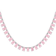 Collier argent 925 zirconias roses 43cm