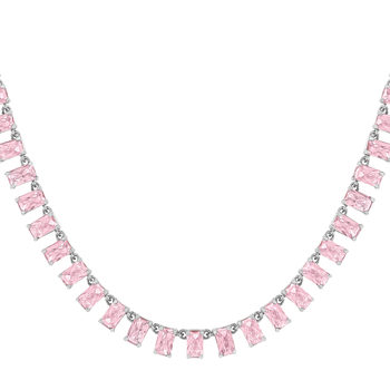 Collier argent 925 zirconias roses 43cm