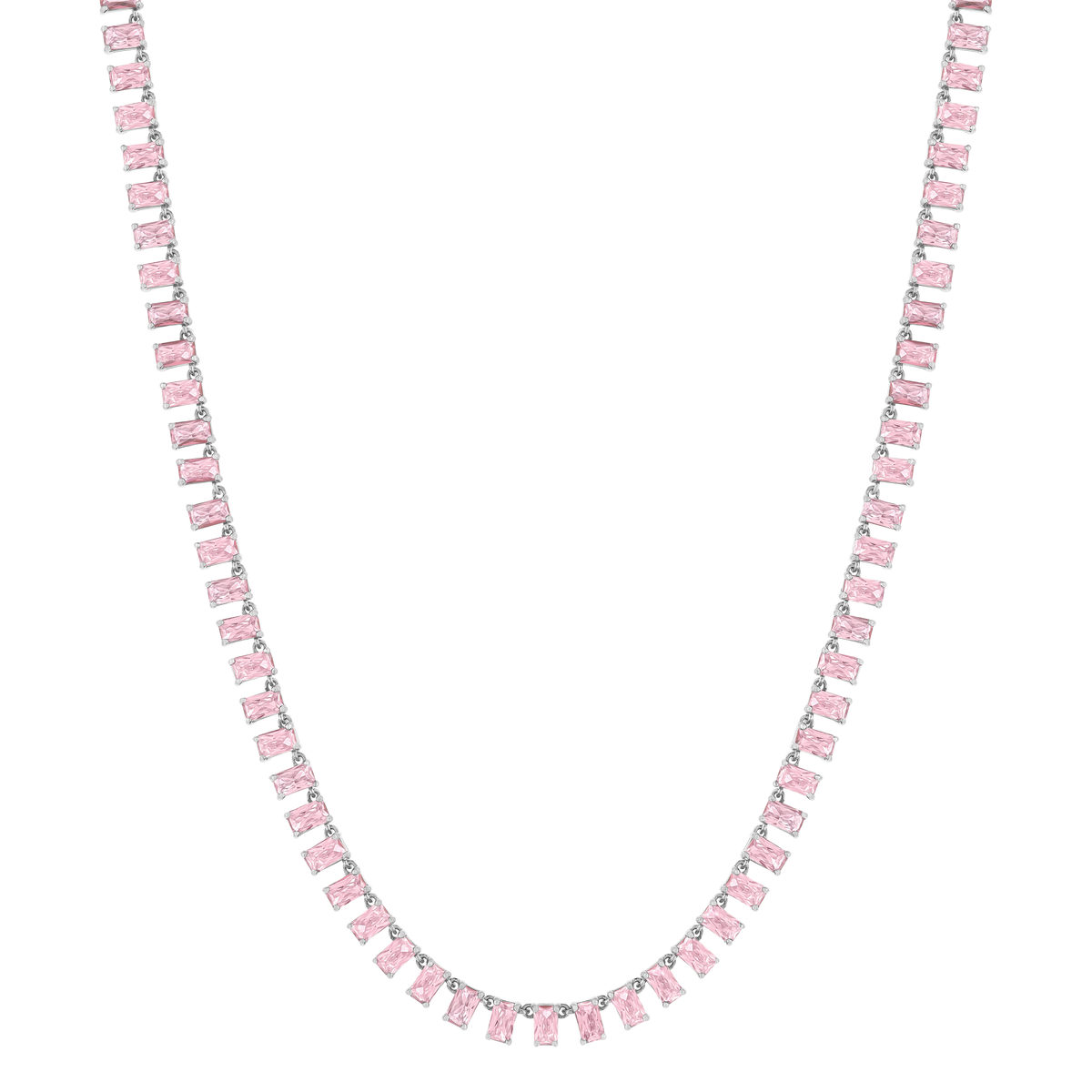 Collier argent 925 zirconias roses 43cm - vue 2