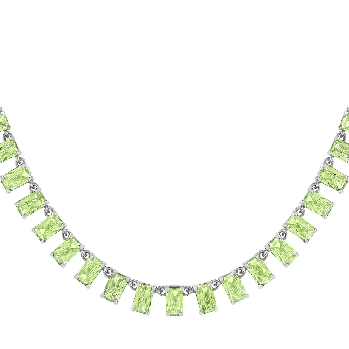 Collier argent 925 cristal vert 43cm