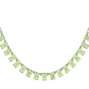 Collier argent 925 cristal vert 43cm