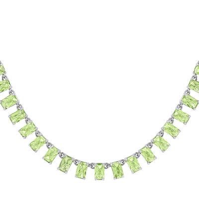 Collier argent 925 cristal vert 43cm