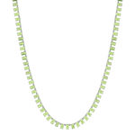 925 sterling silver necklace with green crystal, 43 cm - view 2