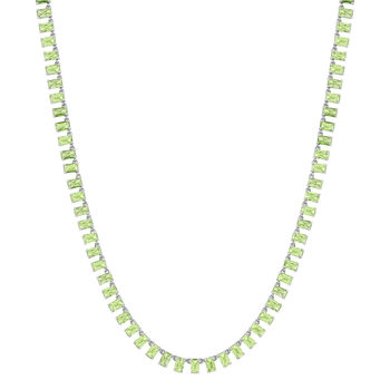 Collier argent 925 cristal vert 43cm