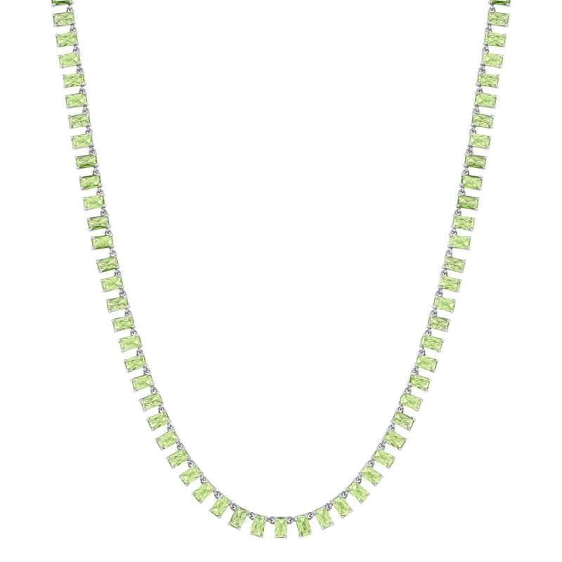 Zilveren ketting 925 met groene kristallen, 43 cm - afbeelding 2