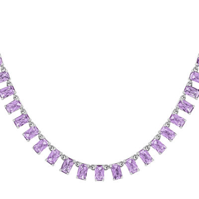 Collier argent 925 zirconias violets 43cm