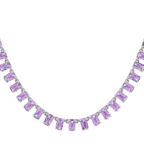 Collier argent 925 zirconias violets 43cm