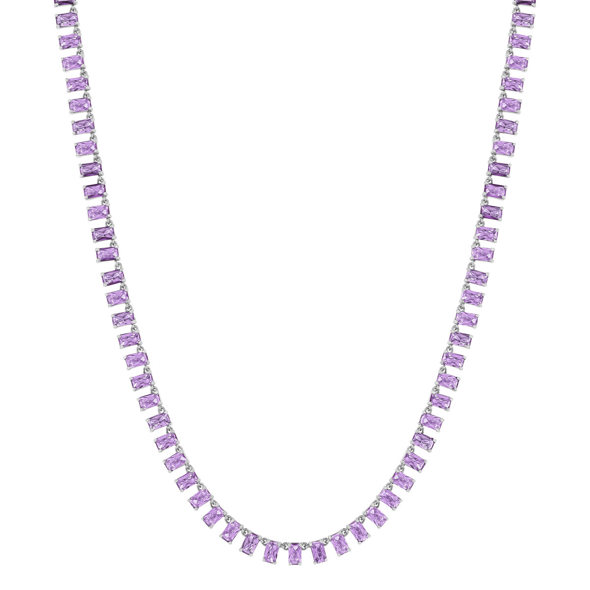 Collier argent 925 zirconias violets 43cm - vue 2