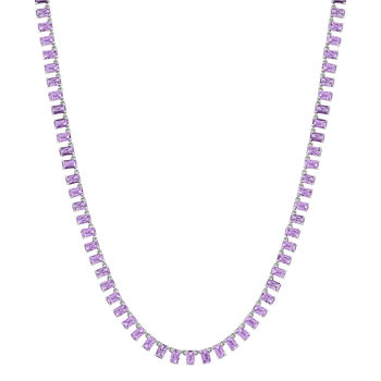 Collier argent 925 zirconias violets 43cm