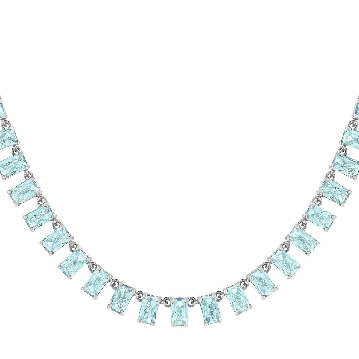 Collier argent 925 zirconias bleus 43cm