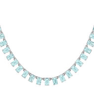 Collier argent 925 zirconias bleus 43cm