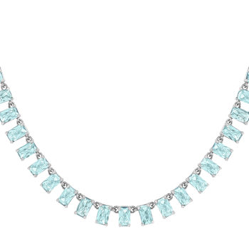 Collier argent 925 cristal bleu 43cm