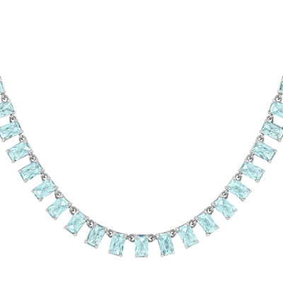 Collier argent 925 cristal bleu 43cm