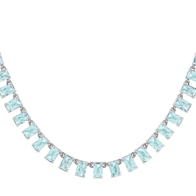 925 sterling silver necklace with blue crystal, 43 cm - view 1