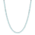 925 sterling silver necklace with blue crystal, 43 cm - view 2