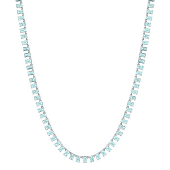 Collier argent 925 cristal bleu 43cm