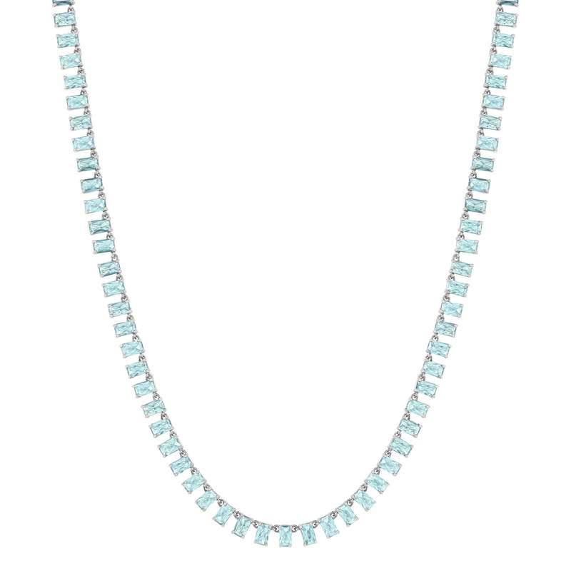 925 sterling silver necklace with blue crystal, 43 cm - view 2