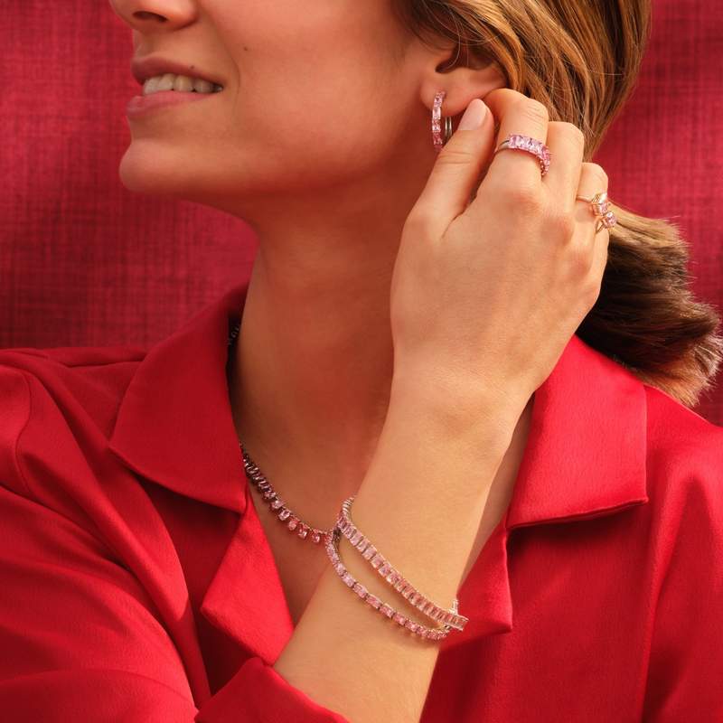 Bracelet argent 925 zirconias roses - vue porté 2