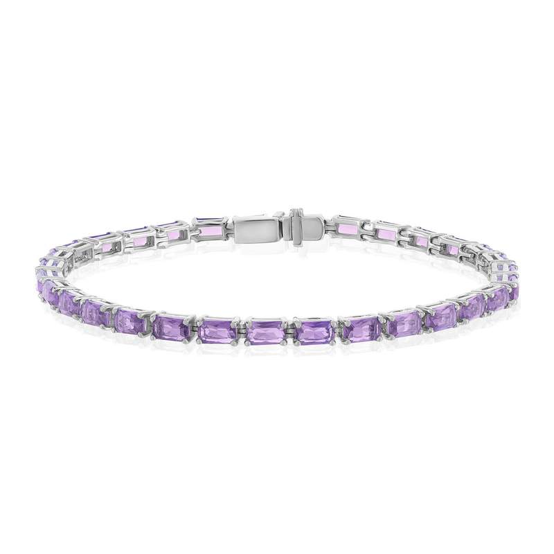 Bracelet argent 925 zirconias violets 18cm - vue 1