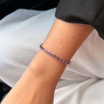 925 sterling silver bracelet with purple zirconia stones, 18 cm