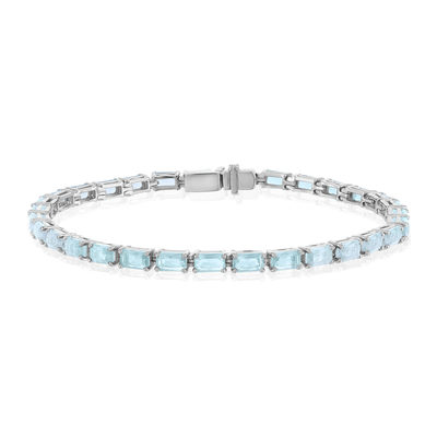Armband van 925 zilver met blauw kristal, 18 cm