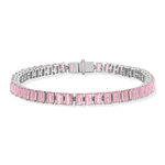 925 sterling silver bracelet with pink zirconia stones, 18 cm - view 1