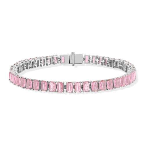 925 sterling silver bracelet with pink zirconia stones, 18 cm