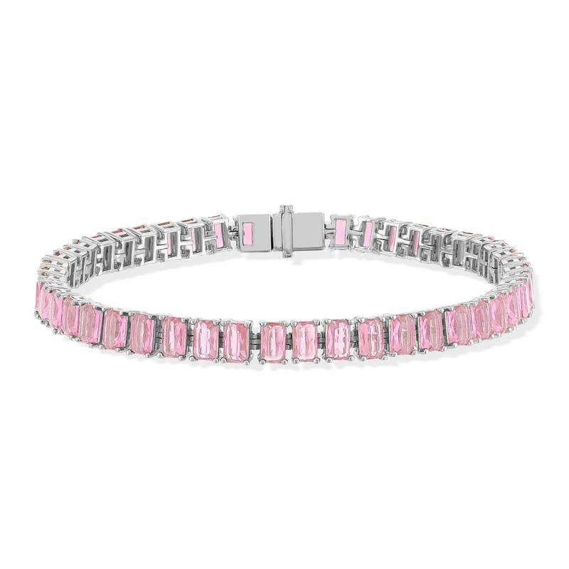 Bracelet argent 925 zirconias roses 18 cm - vue 1