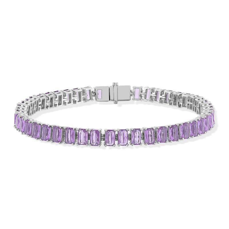 Bracelet argent 925 zirconias violets 18 cm - vue 1