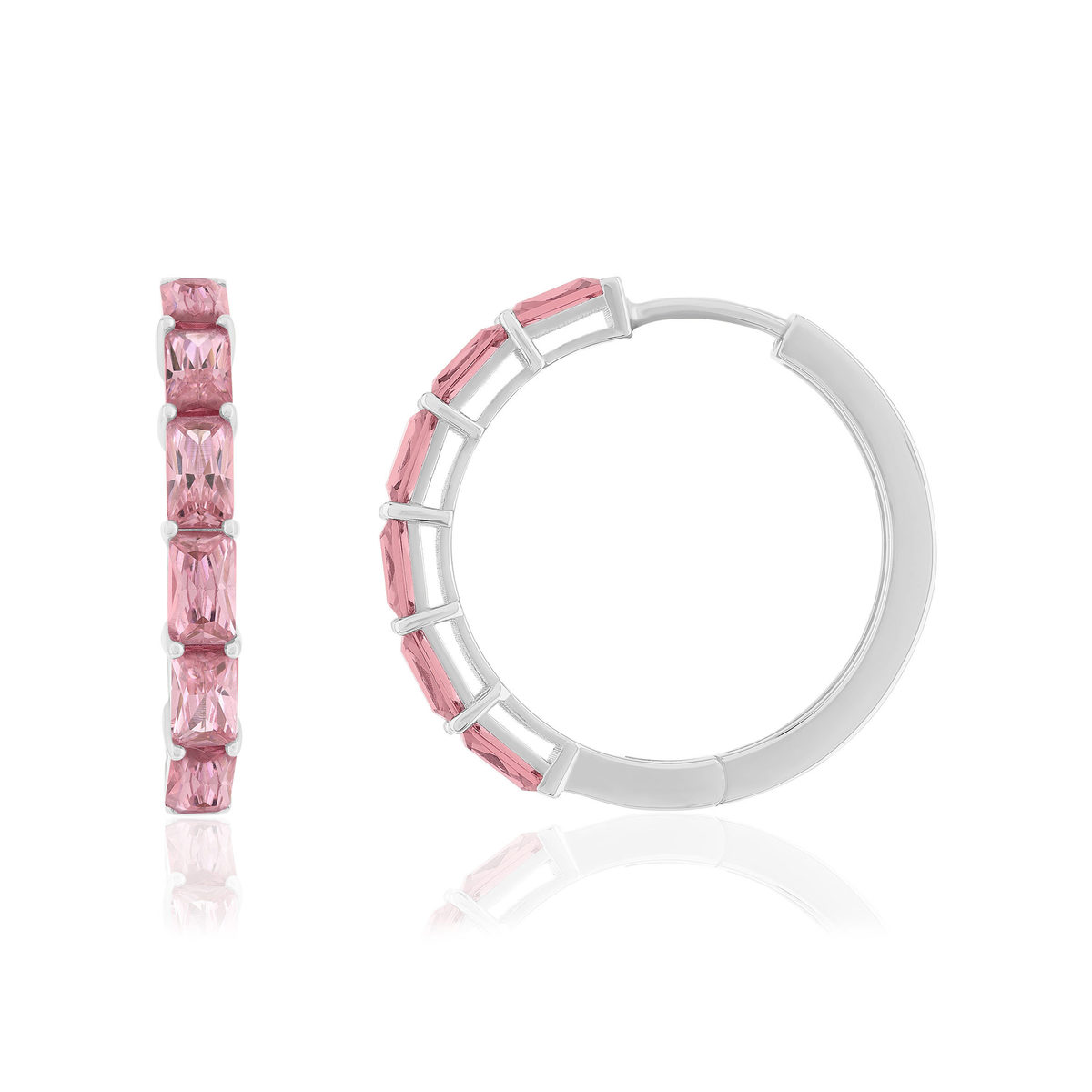 Créoles argent 925 zirconias rose