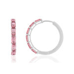 Créoles argent 925 zirconias rose - vue 1