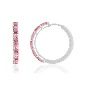 Créoles argent 925 zirconias rose