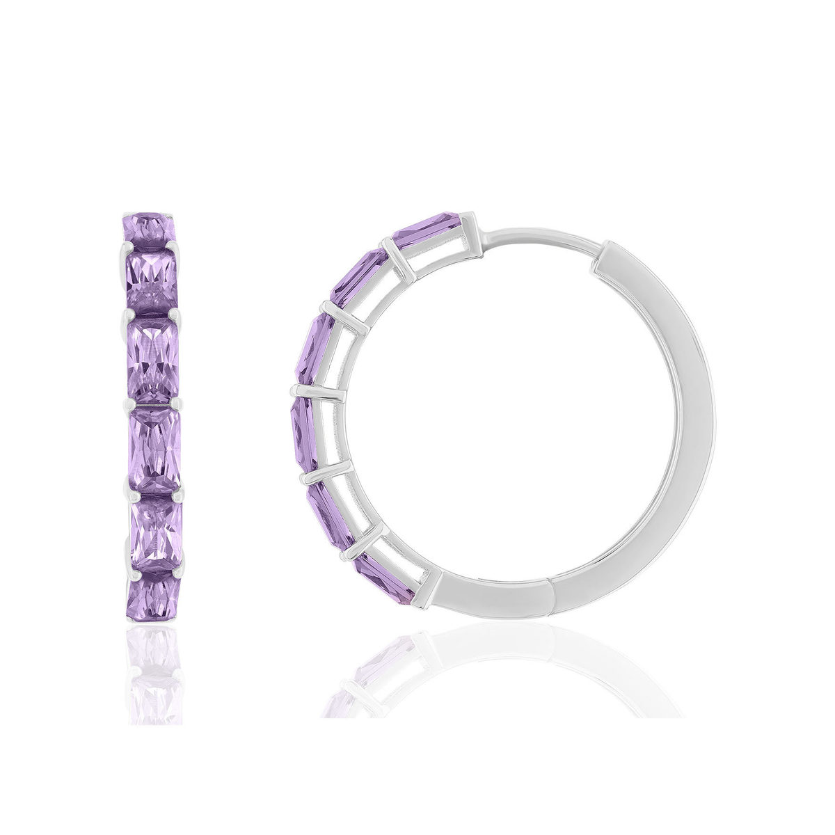 Créoles argent 925 zirconias violets