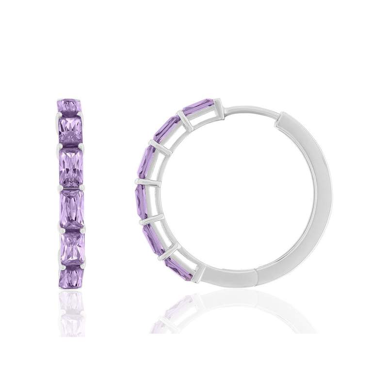 Oorringen van 925 zilver met paarse zirkonia's - afbeelding 1