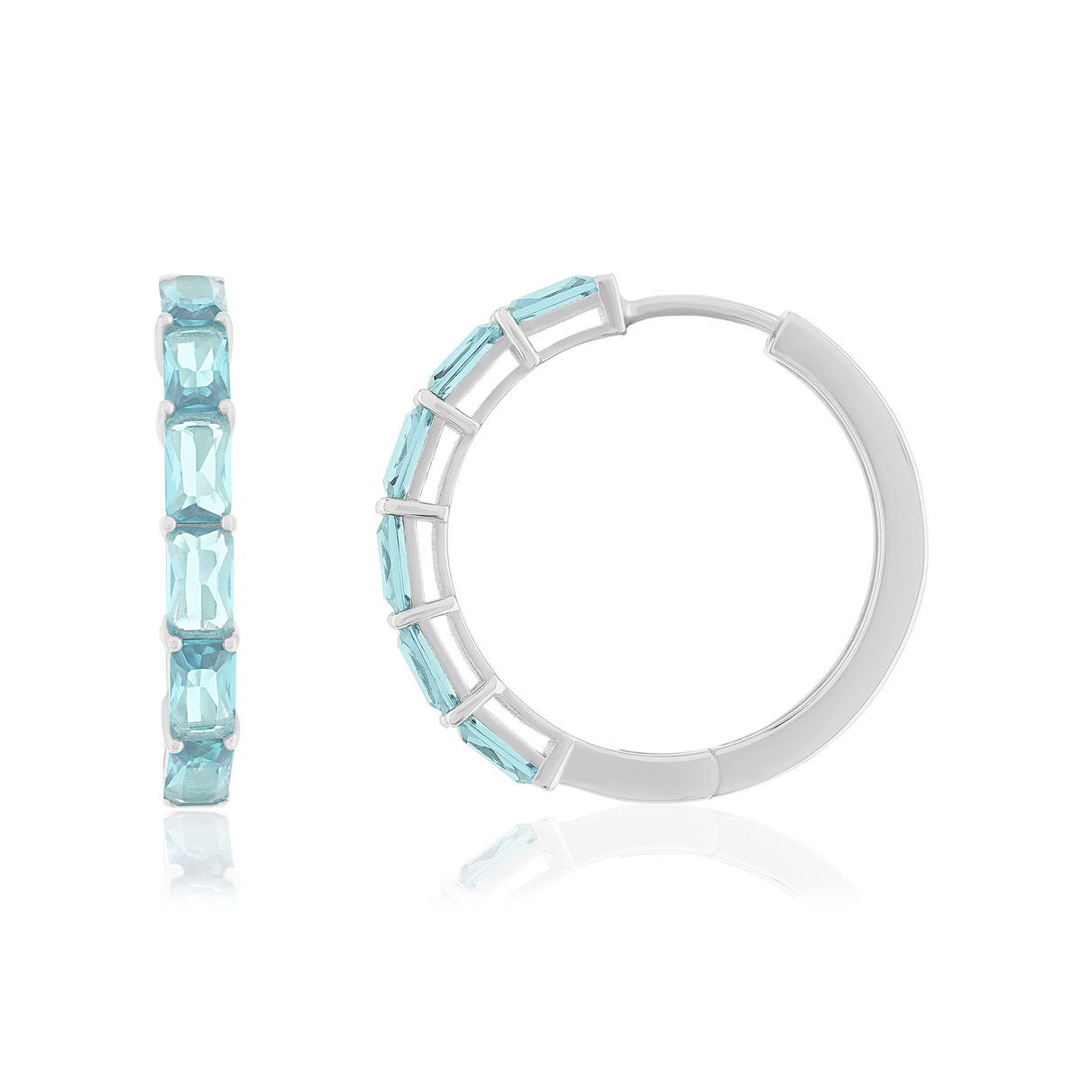 Créoles argent 925 cristal bleu