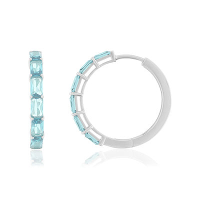 Créoles argent 925 cristal bleu