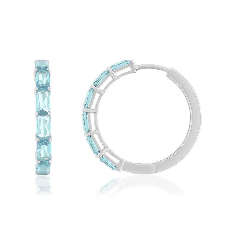 Créoles argent 925 cristal bleu - vue 1